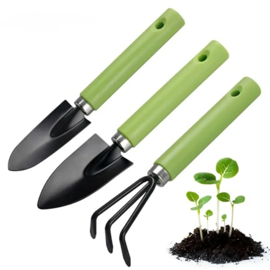 

Набор садовых инструментов из 3 предметов с пластиковыми ручками: легкие, прочные ручные инструменты для садоводства, идеально подходят для суккулентов, отличный подарок