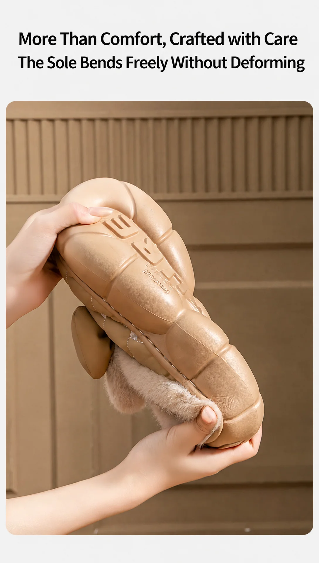 Winterliche, dicke Hausschuhe mit Plateausohle für Damen und Herren, 4 cm, weiche Sohle, flauschig, mit Schleife, warme Baumwollschuhe, rutschfest, für den Innenbereich, Freizeit- und Hausschuhe. – Detail 10