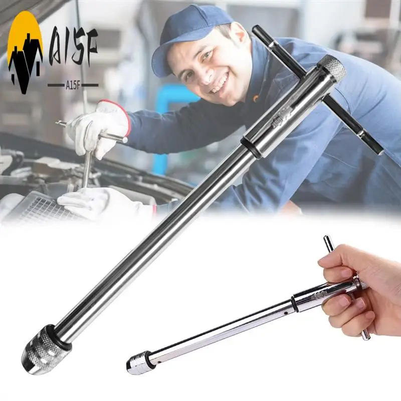 

A15F-Adjustable T-Handle Ratchet Tap Wrench Reamer Hand Manual Holder Wrench M3-M8 M5-M12 Metric T-Shaped Tap Hand Tapping
