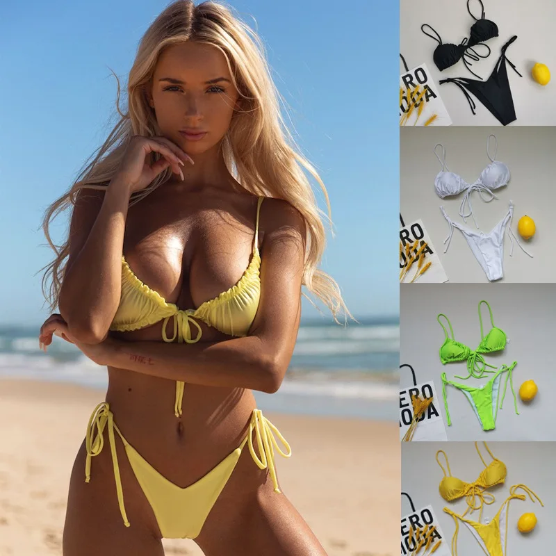 

2026 European and American Women's Strapless Rope Split Bikini Sexy Bikini