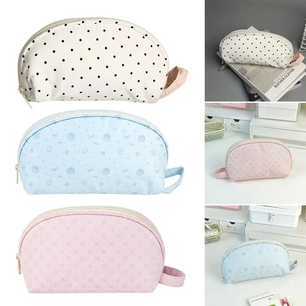 Korean INS Polka Dot Shell Shape Pencil Case Students Gift Stationery Organizer Bag Large-capacity Pen Bag Portable Pen Pouch