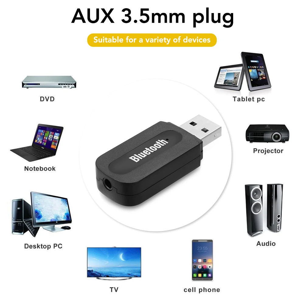 USB Wireless Bluetooth-compatible Music Single 3.5mmAux Jack Receiver Adapter Audio Receiver Speaker