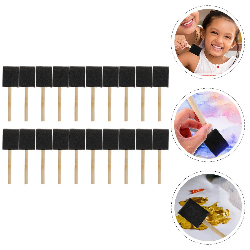 50Pcs Sponge Painting Brushes Wooden Handle Sponge Brush for Creative DIY Graffiti Art Drawing Paint Paint Brush