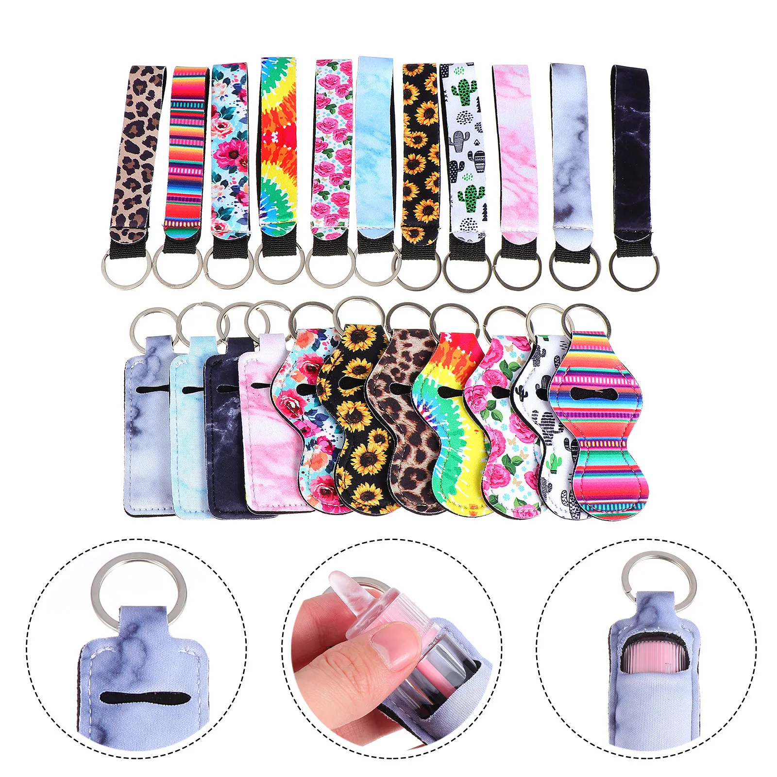 

22pcs Lipstick Holder Set Durable Material Keychain Design Lightweight Portable Lip Balm Bag Travel Size Practical Use