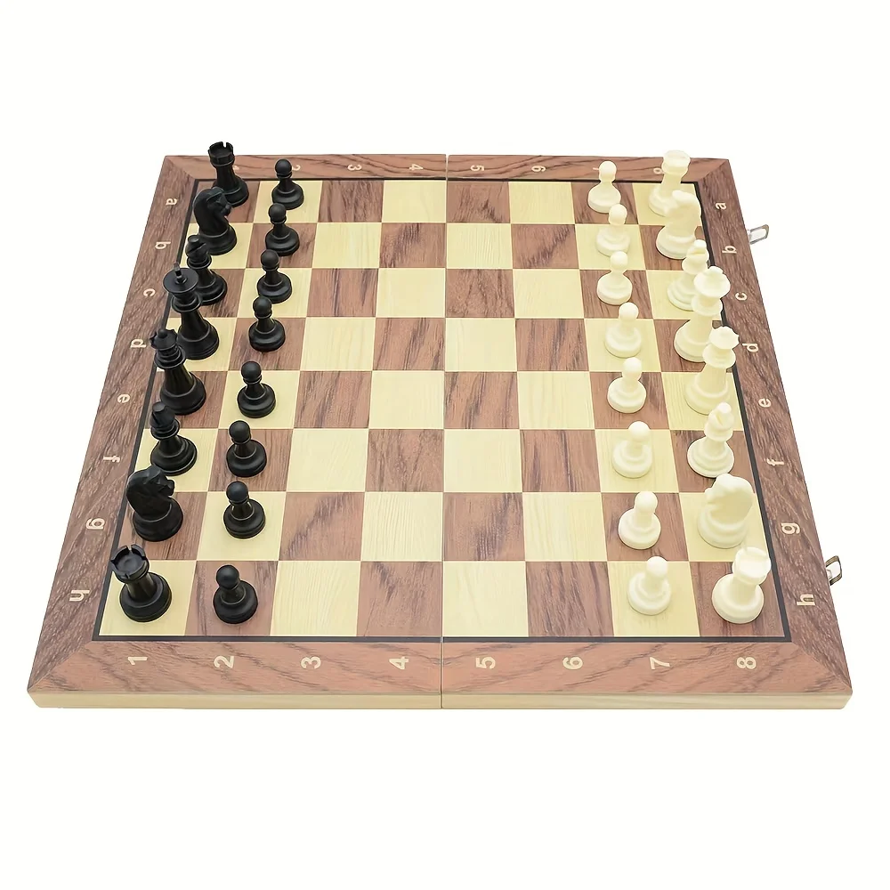 Schach Magnetisches faltbares Schachspiel aus massivem Holz Schachbrett Kinder Geschenk Familienstrategie Schachspiele – Detail 1
