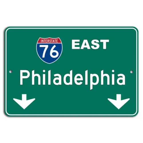 Interstate 76 East: Philadelphia Route Sign - Classic Green-Aluminum