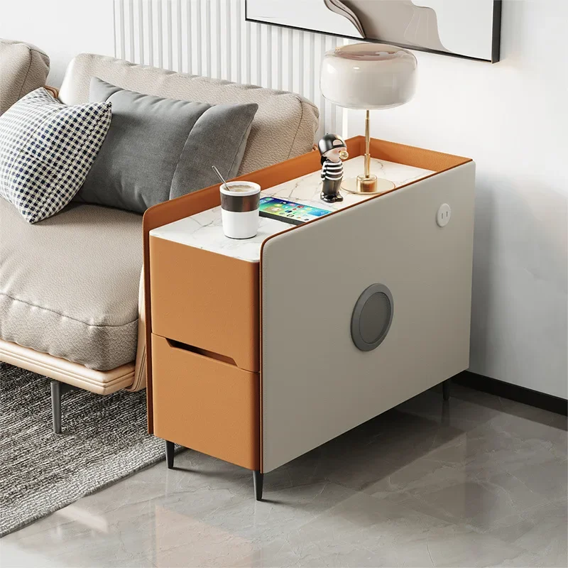 solid wood edge table, sofa side cabinet, side cabinet, living room removable corner table, simple modern coffee table, charging