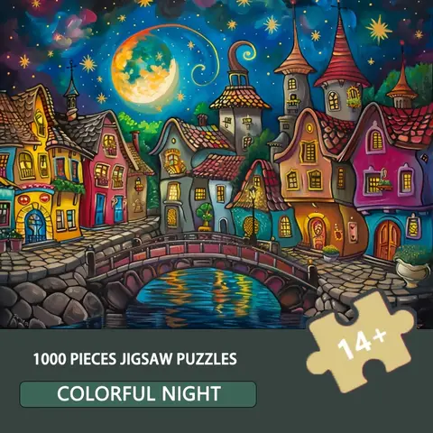 1000pcs 종이 지그 소 퍼즐 다채로운 밤 유명한 풍경 퍼즐 아름다운 풍경 그림 퍼즐 홈 벽 장식