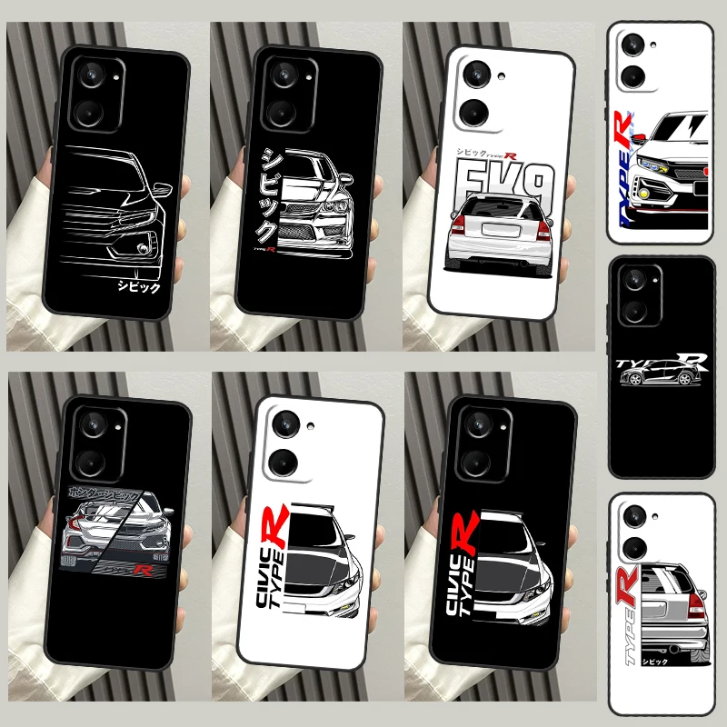 JDM Type R Civic Sport Car Case For Realme 10 8 9 Pro Plus GT Neo 5 2T 3T Master C11 C25 C30 C31 C35 C21Y C25Y Cover