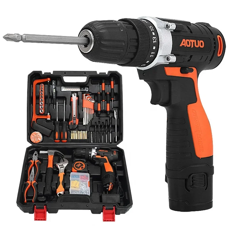 

12V Lithium Power Screw drivers Kit Cordless Impact Drill Multifunctional Electric Hand Drill Portable Electric Screwdriver Set