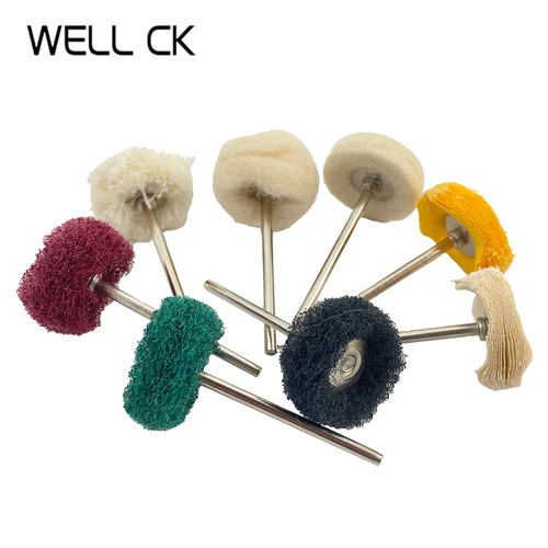 10 Uds laboratorio Dental odontología Odontologia cepillo de pulido rueda herramientas rotativas 2,35mm HP vástago lana cabra algodón negro Buff