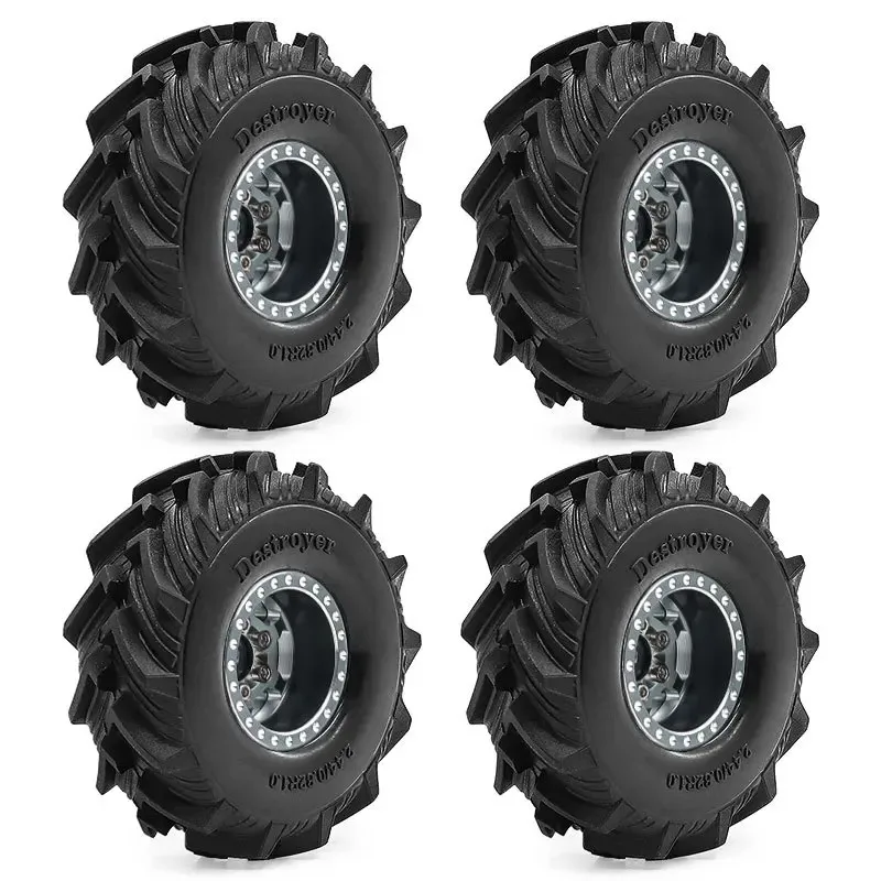 

4PCS 1.0 Inch Rubber Wheels Tires Set Upgraded Wheel Rim for 1/18 RC Crawler TRX4M SCX24 FMS Rock Crawling Upgrade Parts