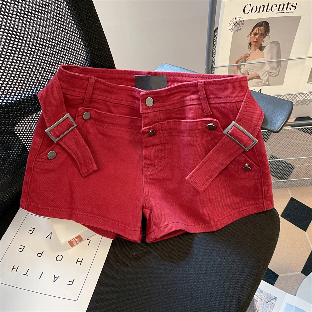 American Sexy A-line Hip Hugging Hot Pants Low Waist Slim Fit Denim Workwear Shorts Summer Fashion Versatile Women's Shorts 2025
