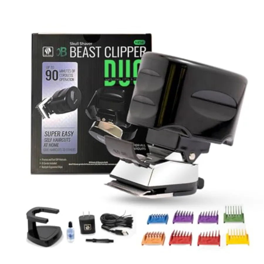 

Beast Clipper Duo - Home Haircut and Grooming Kit - Durable Steel Blades - Cordless Operation - Adjustable Combs - Designed for