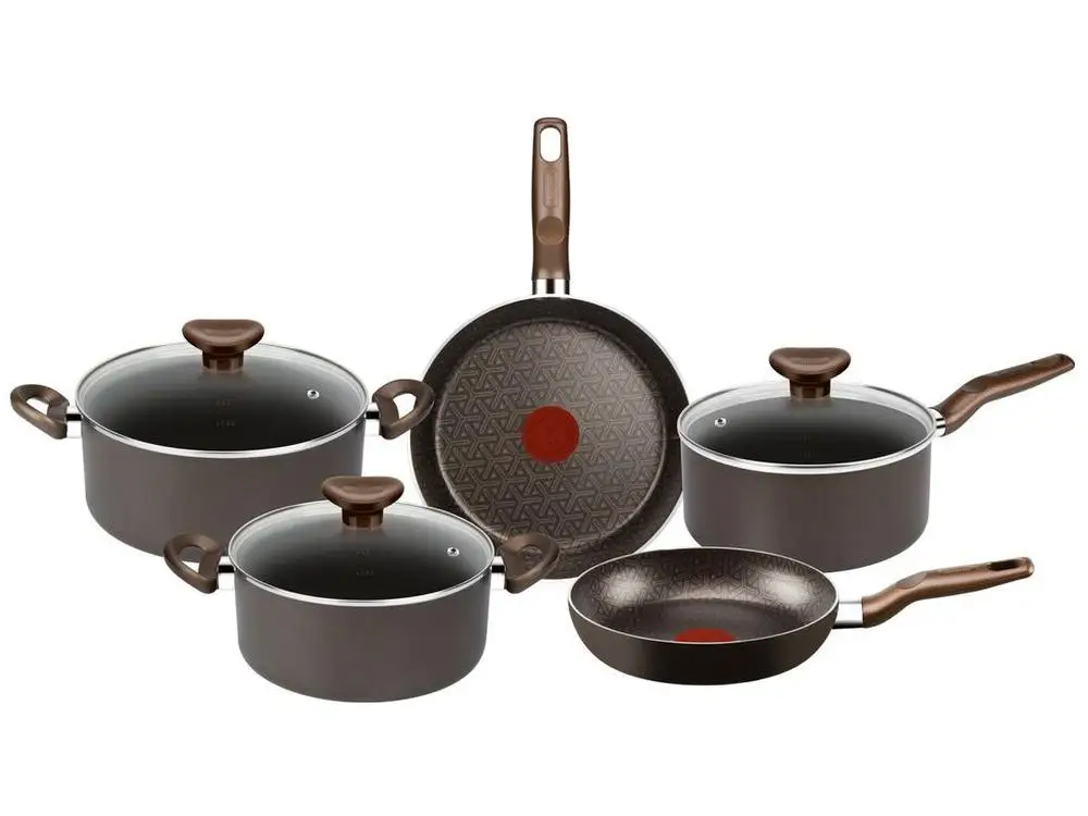 Set di pentole antiaderenti in alluminio Expert al cioccolato da 5 pezzi