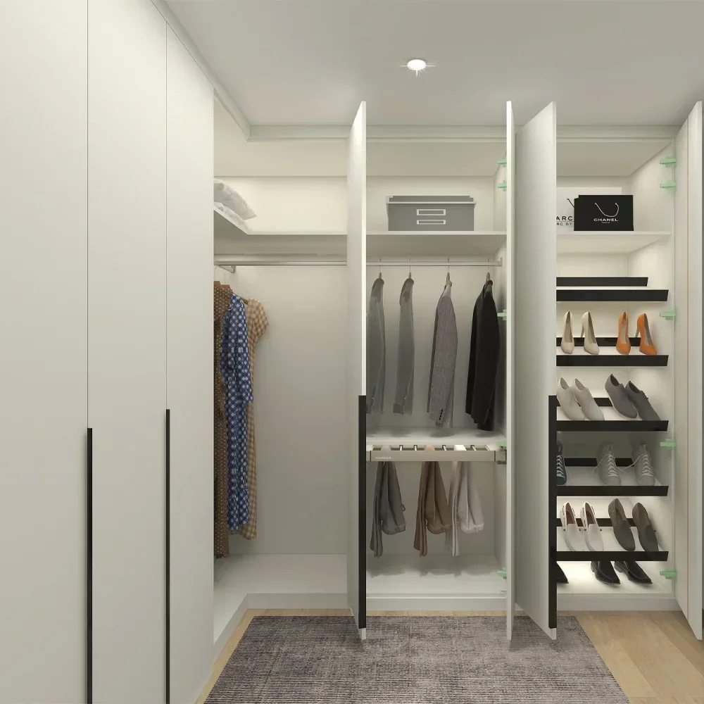 

#Customized Modern Luxury Wood Melamine Bedroom Cabinets Walk in Closet System Wood Bedroom Open Walk-in Closet Wardrobe