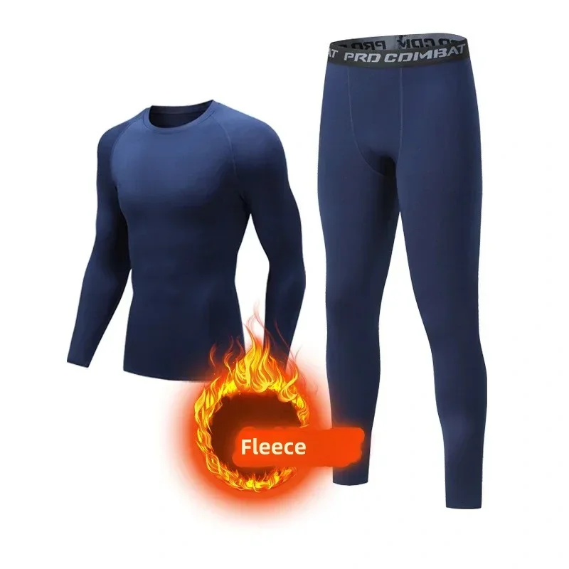 Autumn Winter Compression Tracksuit Men Thermal Underwear Fleece Lingerie Set For Skiing Thermos Shirt Set Man Ski Snow Clothing