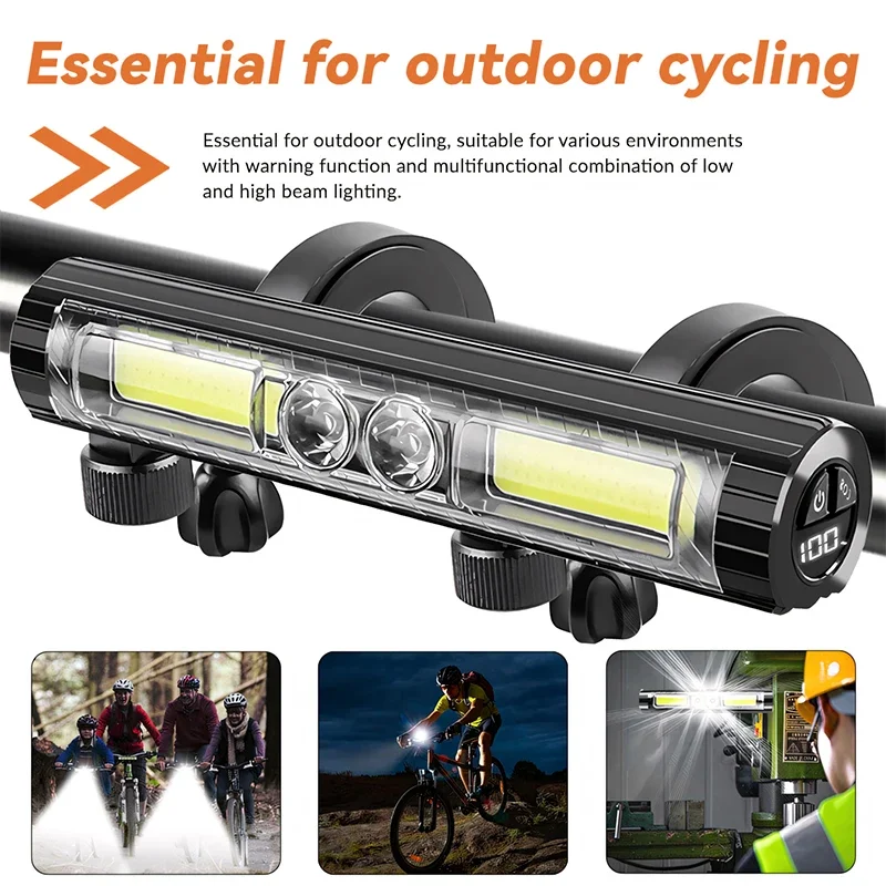 AliExpress 1600LM Rechargeable Bike Light with Near/Far Beam Dual Bracket Magnetic Hook 3000mAh LED Front Light for Outdoor Night Riding