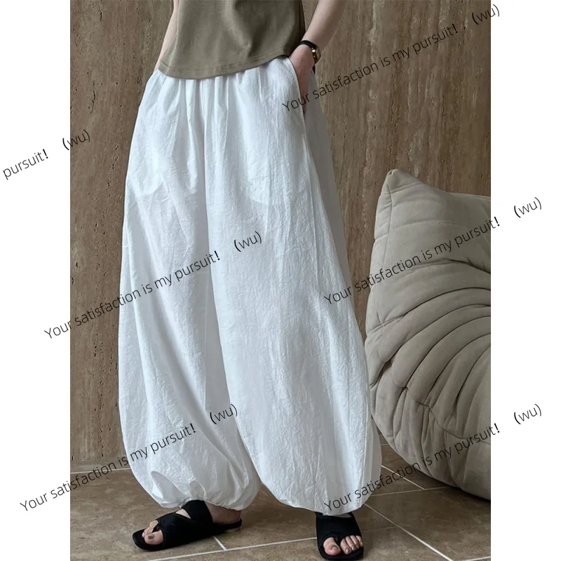 

Блуммеры большого размера, новинка 2025, летние дизайнерские элегантные модные женские брюки-фонарики, повседневные свободные дышащие хлопковые широкие брюки