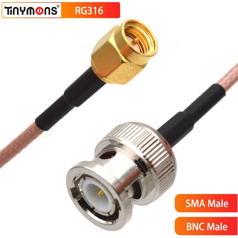 1 Piece RG316 SMA Male Plug to BNC Male Plug RF Coaxial Converter Connector Pigtail Jumper Cable Straight 15cm