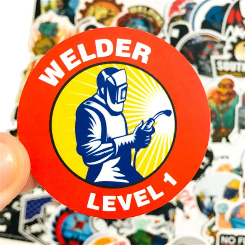 50PCS Cartoon Welder Helmet Personality Graffiti Creative Sticker Toy Skateboard Guitar Phone Computer Refrigerator Desk Sticker