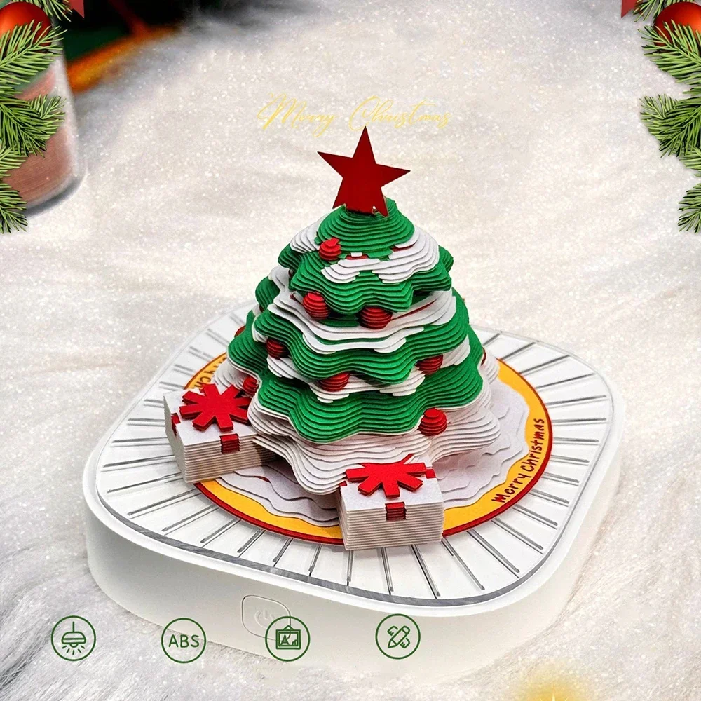 2025 Calendar Christmas Tree House 3D Panoramic Desk Calendar Note Paper Creative Lamp Desktop Ornament Birthday Gift for Friend