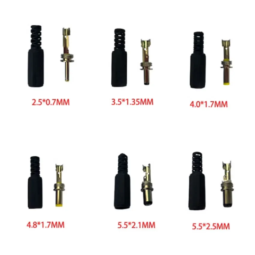 1Pcs DC Power Plug Socket YX5.5‑2.1mm 5.5‑2.5mm 0.7/1.7mm DC Barrel Jack Connector for CCTV Camera LED Strip Power Adapter