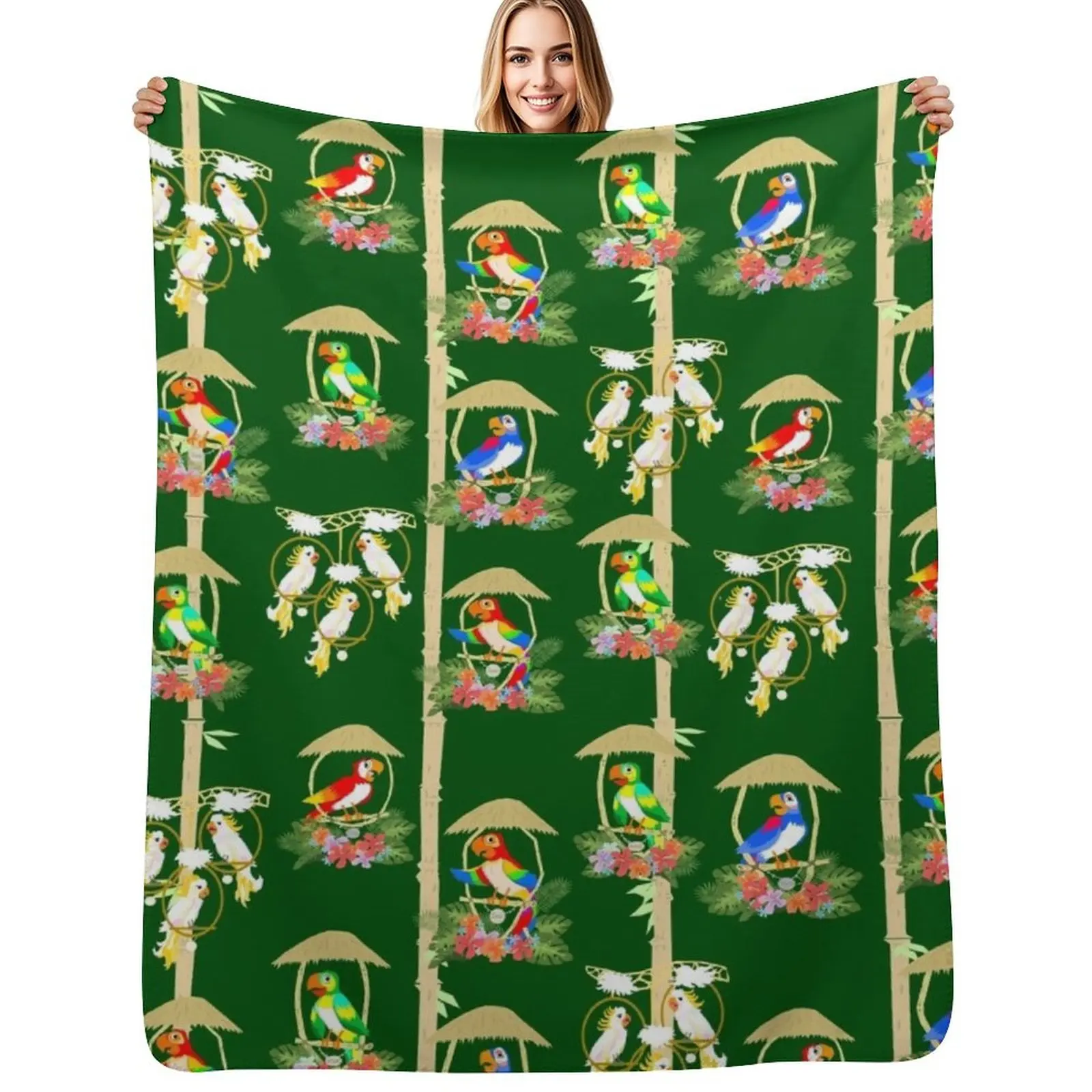 

Tiki Room Birds Throw Blanket Luxurious Soft Fuzzy Blanket for Sofa Bed