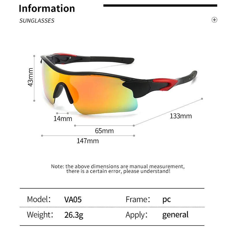 Cycling Sunglasses, Outdoor Sports, Running Bikes, Windproof Goggles, Men's And Women's Fashion, Decorative Sunglasses VA05