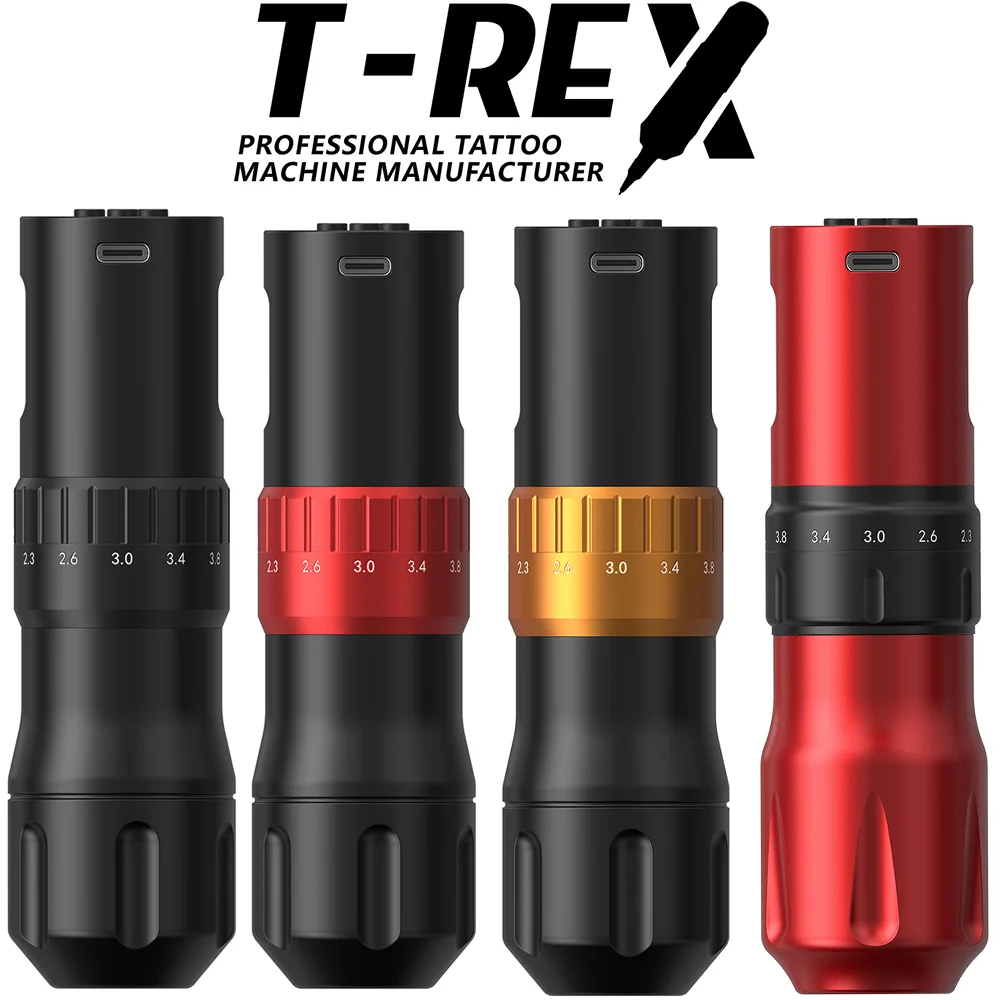 

T-Rex Adjustable Stroke Wireless Tattoo Pen Machine, 2.0-4.2mm Rotary Tattoo Gun with LED Display, 1600mAh Battery for Tattoo