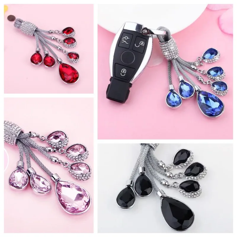 Bling Bling Mini Car Key Pendant Universal Crystal Inlay Alloy Styling Car Key Ring KeyChain Women Car Keychain Pendant Crystal