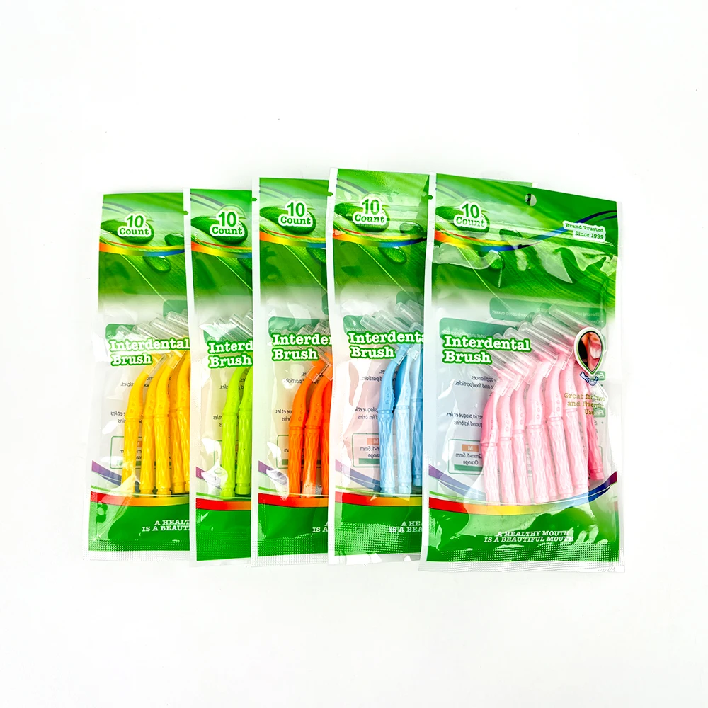 200pcs Dental Disposable Interdental Brushes Oral Dental Hygiene Brush Angled Interdental Tooth Cleaning Tool