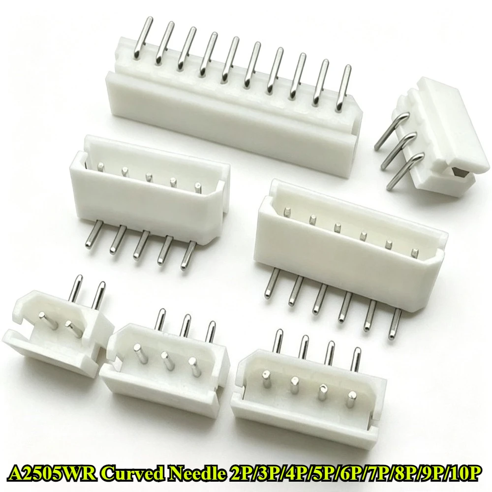 100Pcs/lot A2505WR Curved Needle 2P/3P/4P/5P/6P/7P/8P/9P/10P Pin Socket Connector Bend Needle Pitch 2.5mm