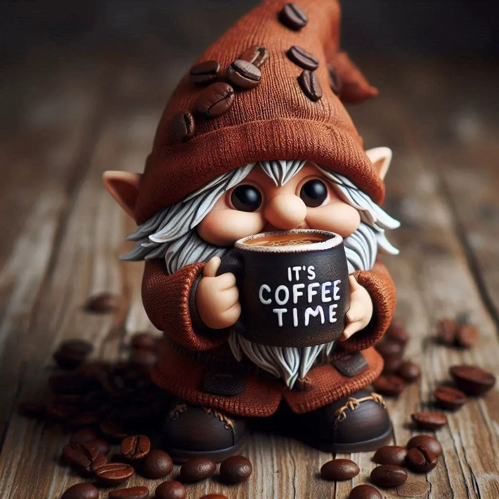 

Coffee Time Gnome Resin Figurine Home Decor Cartoon Character Tabletop Kitchen Counter Decoration Coffee-Themed Dwarf Ornaments