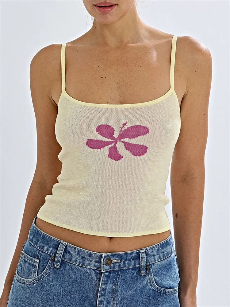 CHlearSTYLE-Mini GlafibrStrap Slim Fit pour Femme, Dos Ouvert, Imprimé Floral, Crop Précieux, Y-Camis Streetwear, Été, 2025