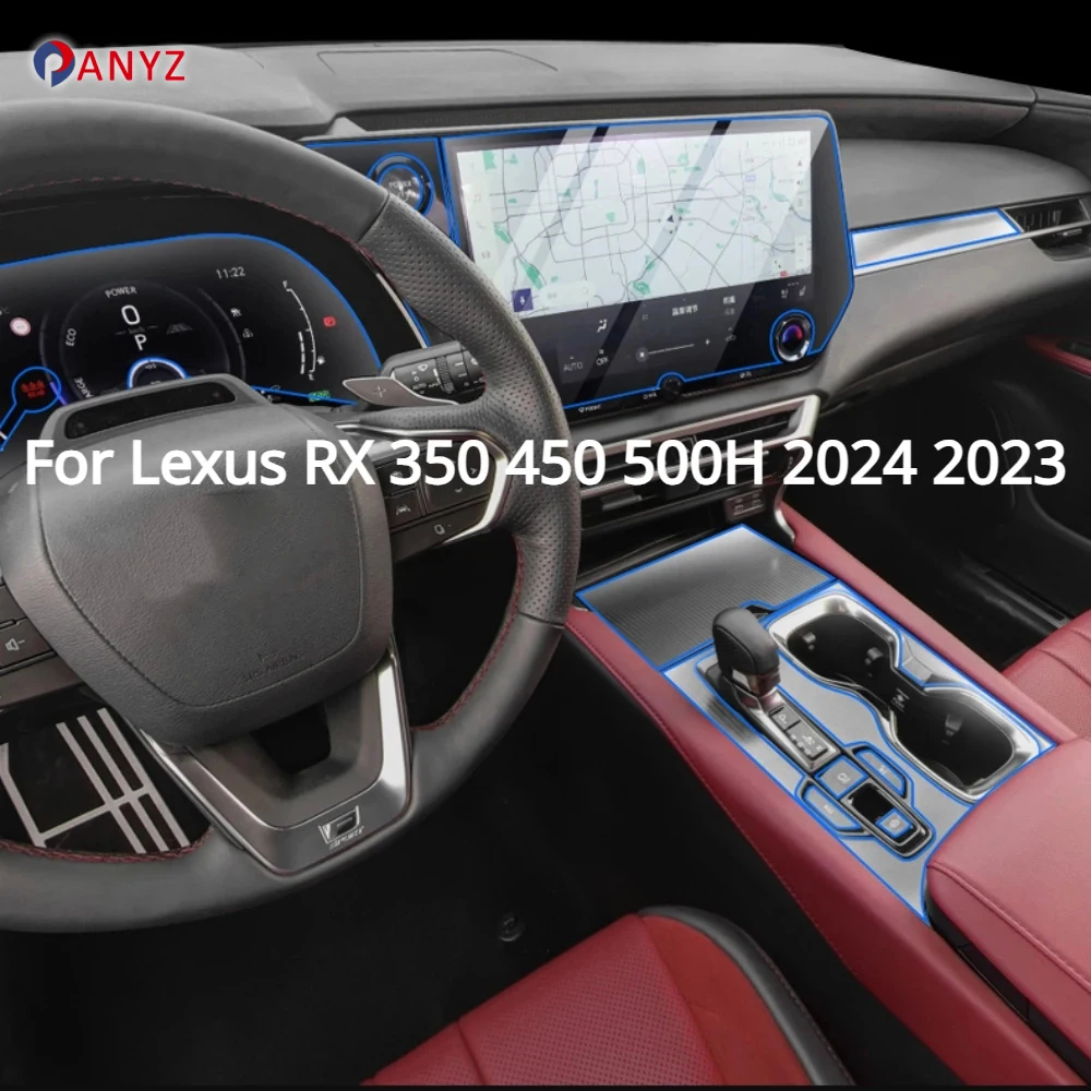 

For Lexus RX 350 450 500H 2024 2023 Accessories Car interior film transparent TPU Gear Panel Center Console Anti-scratch Sticker