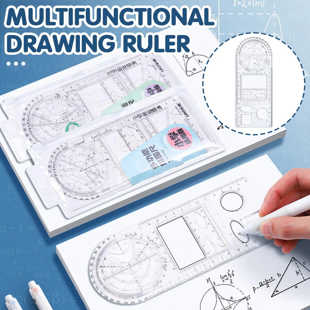 Plastic Transparent Geometric Ruler Mathematical Geometry Template Ruler Student Stationery
