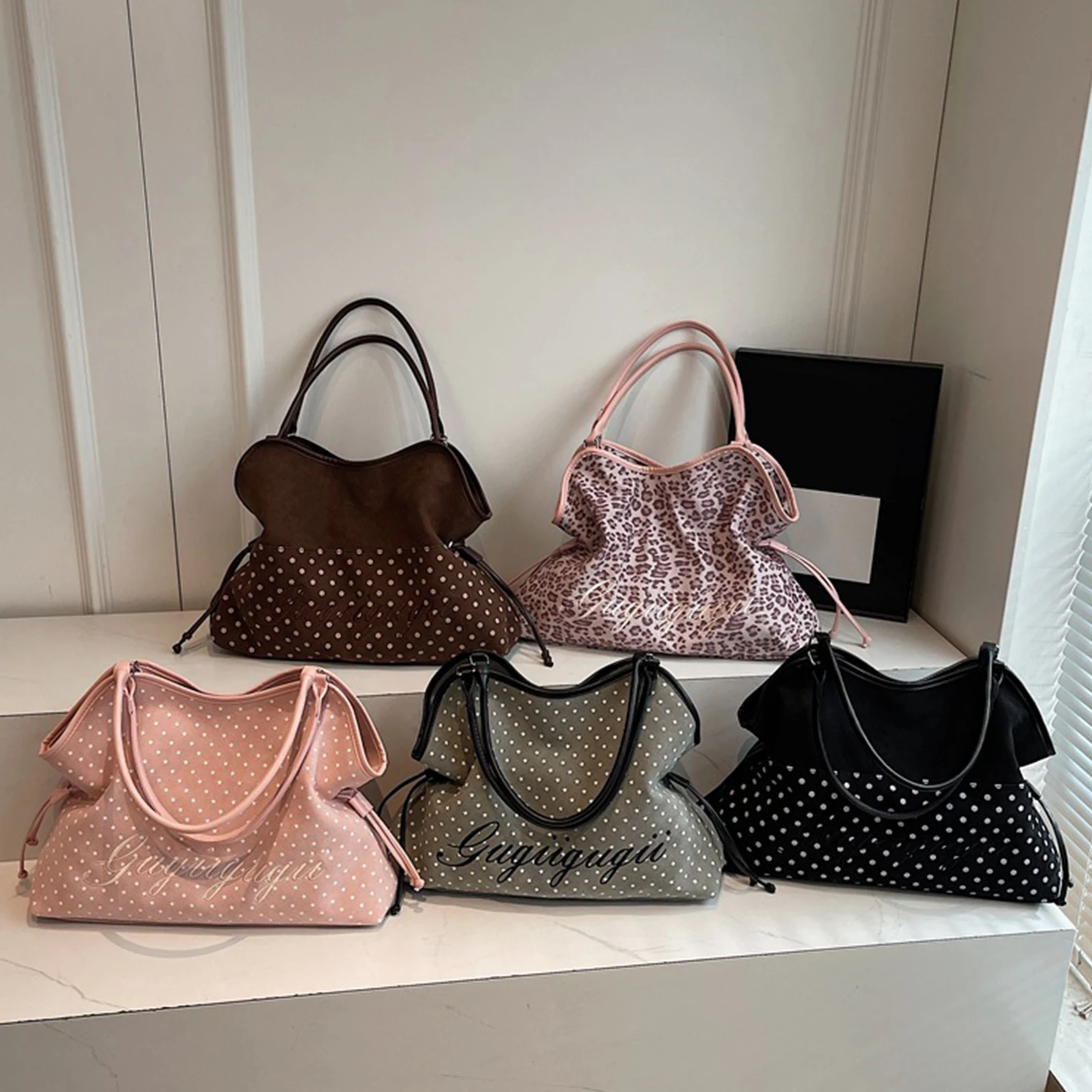

Новая женская сумка через плечо 2026 года в стиле Y2K: модная, милая, в горошек, корейская, повседневная, универсальная, с леопардовым принтом, коричневая, матовая, сумка-тоут