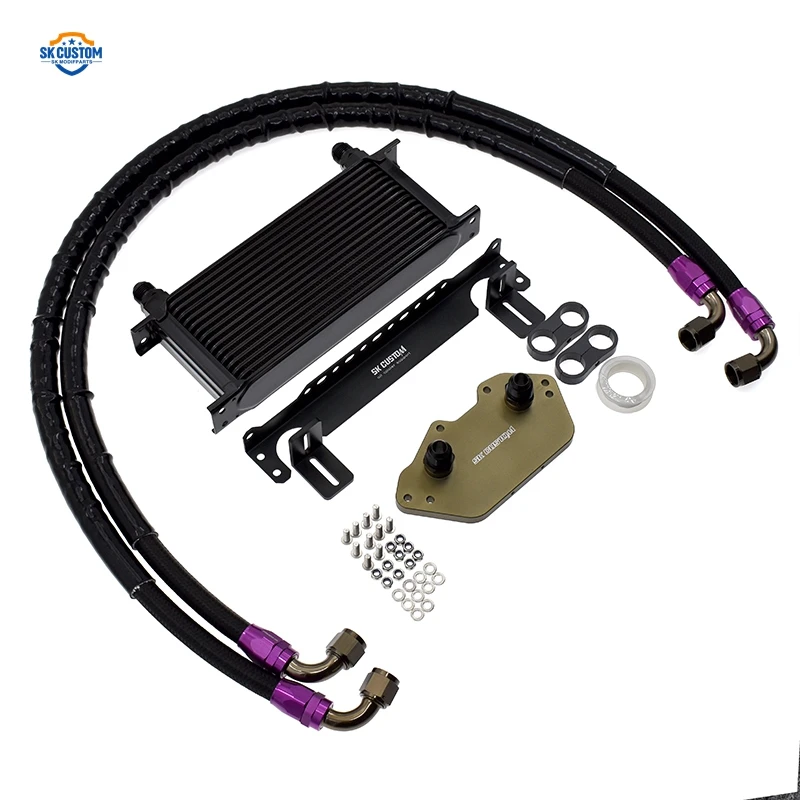 

EA837 Engine Oil Cooler Kit for Audi A4L A5 A6 S3 S4 Q7 B8 C7 V6 3.0T 15 Rows Oil Radiator Cooler Kit