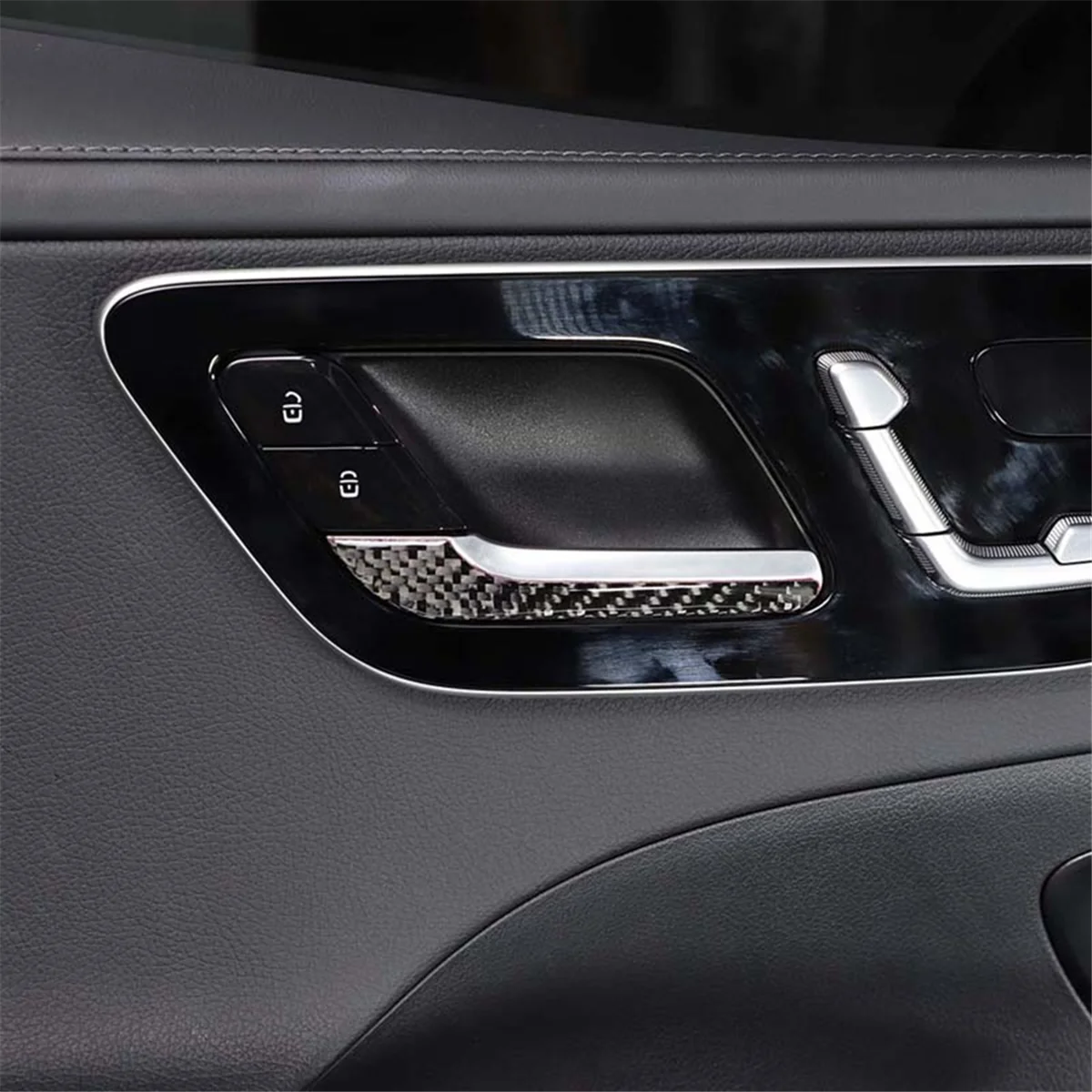 Clássico para mercedes-benz c-class w206 2022 2023 fibra de carbono macio maçaneta da porta interna do carro capa guarnição acessórios interiores