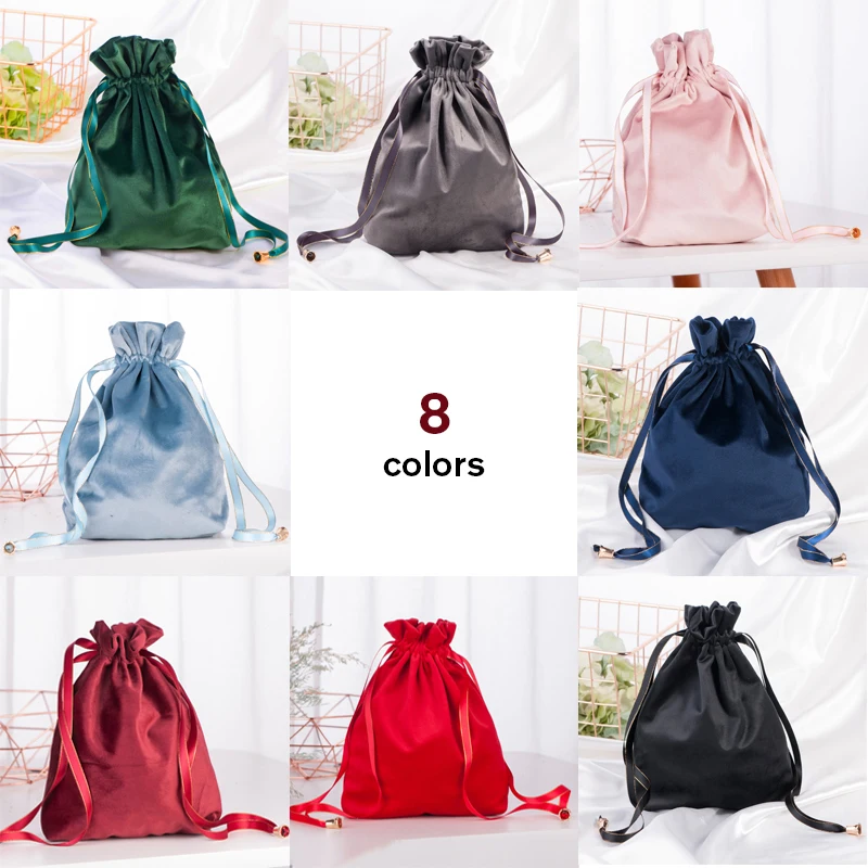 Velvet Drawstring Pouch Storage Bags Pockets Cosmetic Hair Dryer Bag Wedding Souvenir Bag Dutch Fleece Bow Tie Travel Bag