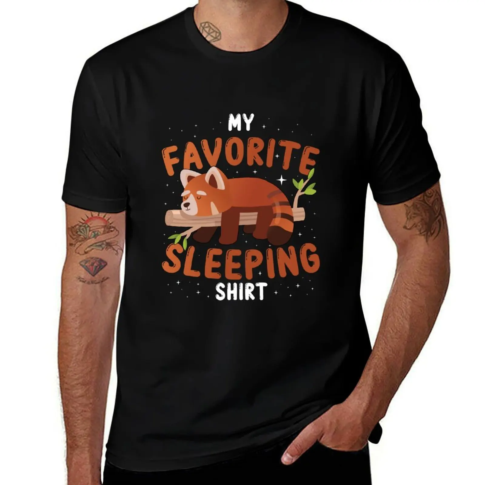 

Red Panda Sleeping Shirt Nightgown Pajama Red Panda Gift T-Shirt vintage clothes Aesthetic clothing plain black t shirts men