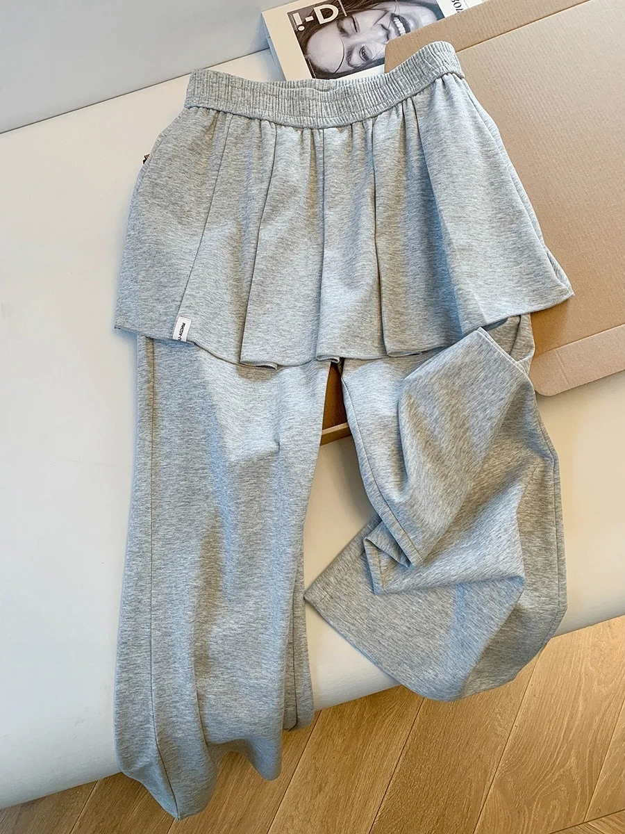 

High Waist Wide Leg Pants Women's Loose Fit Elastic Waist Design Sensation Spring 2026 Korean Sle Knitted Fabric