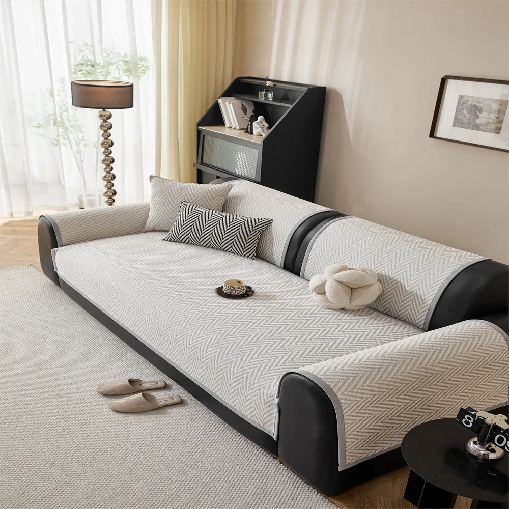 Retro Chenille Sofa Cushion Cover Universal Non-Slip Fixed Straight Row All-Seasons Slipcover for Home Comfortsofa Cover