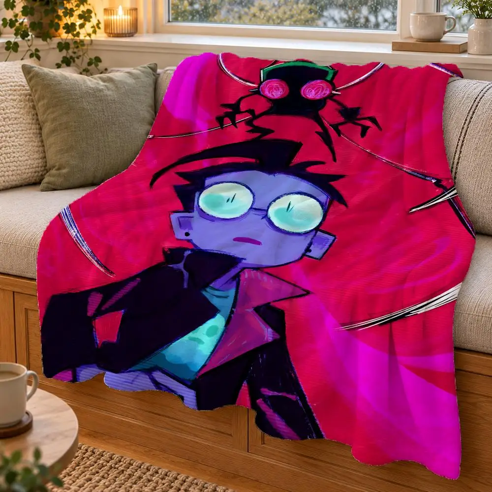 Animation Invader ZIM Throw Double Sided Flannel Throw Blanket Soft Warm Washable Home Decor
