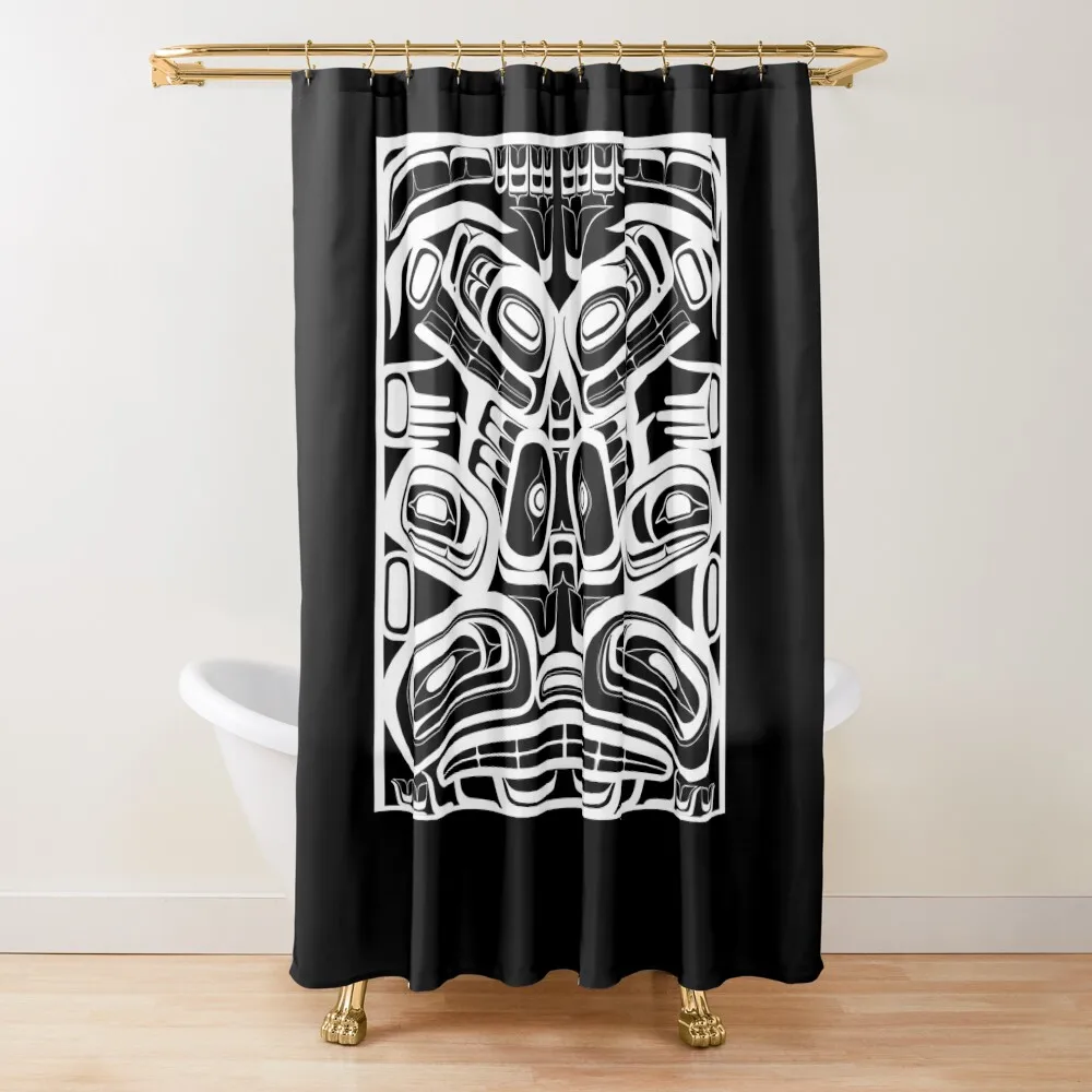 

White totem native formline design orca bear raven Shower Curtain Waterproof Shower For Shower Bathroom Box Curtain