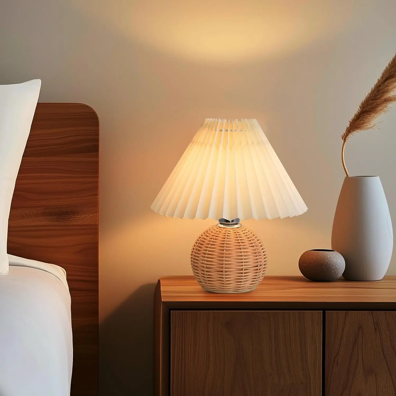 Usb التوصيل الروطان السرير الجدول مصباح غرفة نوم طاولة صغيرة مصباح منضدة مزرعة مكتب ضوء للمنزل بهو رف الكتب مكتب الدراسة