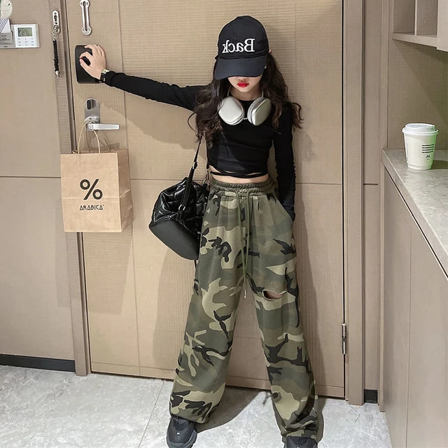 Fashion Spring Autumn Girls Pants Baby Trousers Kids Cargo Pants For Toddler Children Bottoms Wide Leg Camouflage Pants 5 14Y