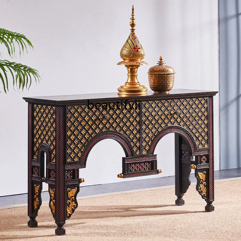 

yj Southeast Asia Handmade Wood Carved Zen Altar Console Tables Desk