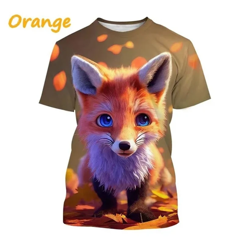 New Fox 3D Printed T-shirt Red Fox Pattern Round Neck Short-sleeved Animal Arctic Fox Men\'s And Women\'s Fashion Casual Tops Tees